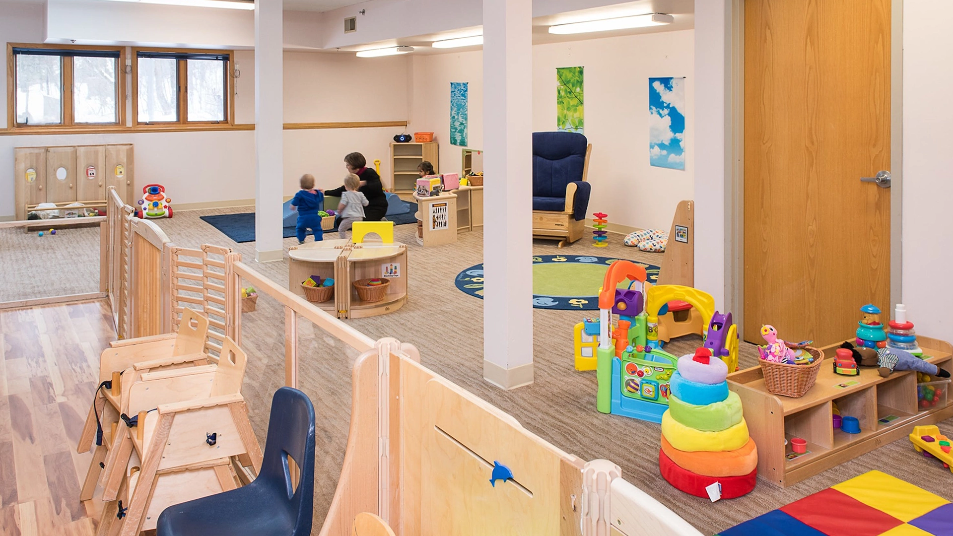 A colorful playroom for kids at the Peace of Mind daycare